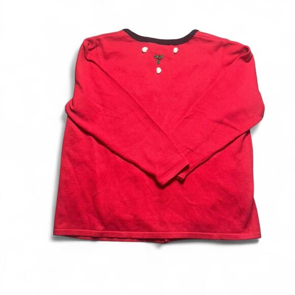 Quacker factory red poodle Christmas cardigan (missing 1 button) - Picture 3 of 8